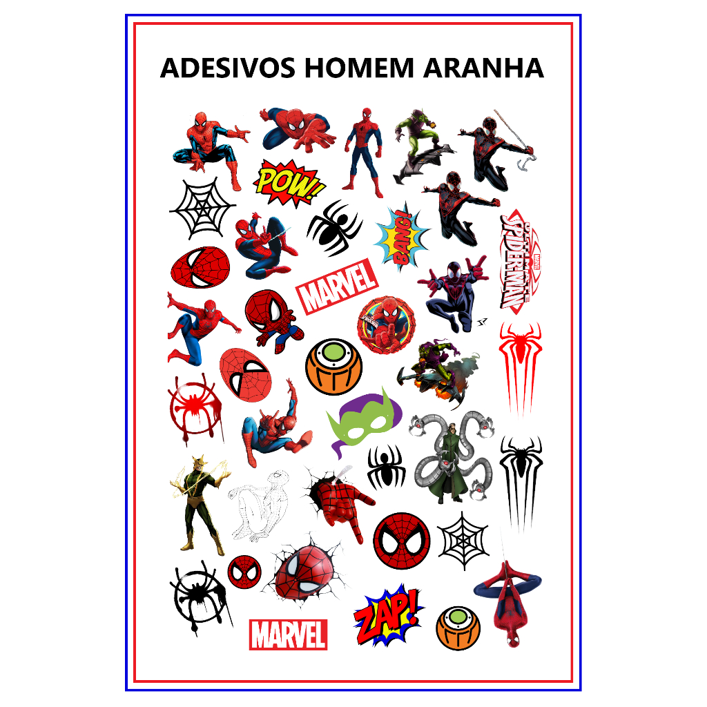 ADESIVOS HOMEM ARANHA SPIDER MAN INFANTIL STICKERS - AUTO COLANTE ...