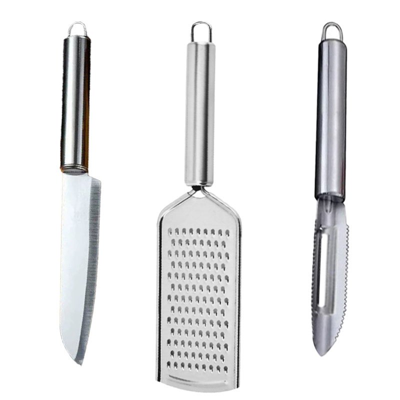 Kit 3 Peças Com de Faca e Ralador Descascadores E Fatiadores Inox 5 Em ...