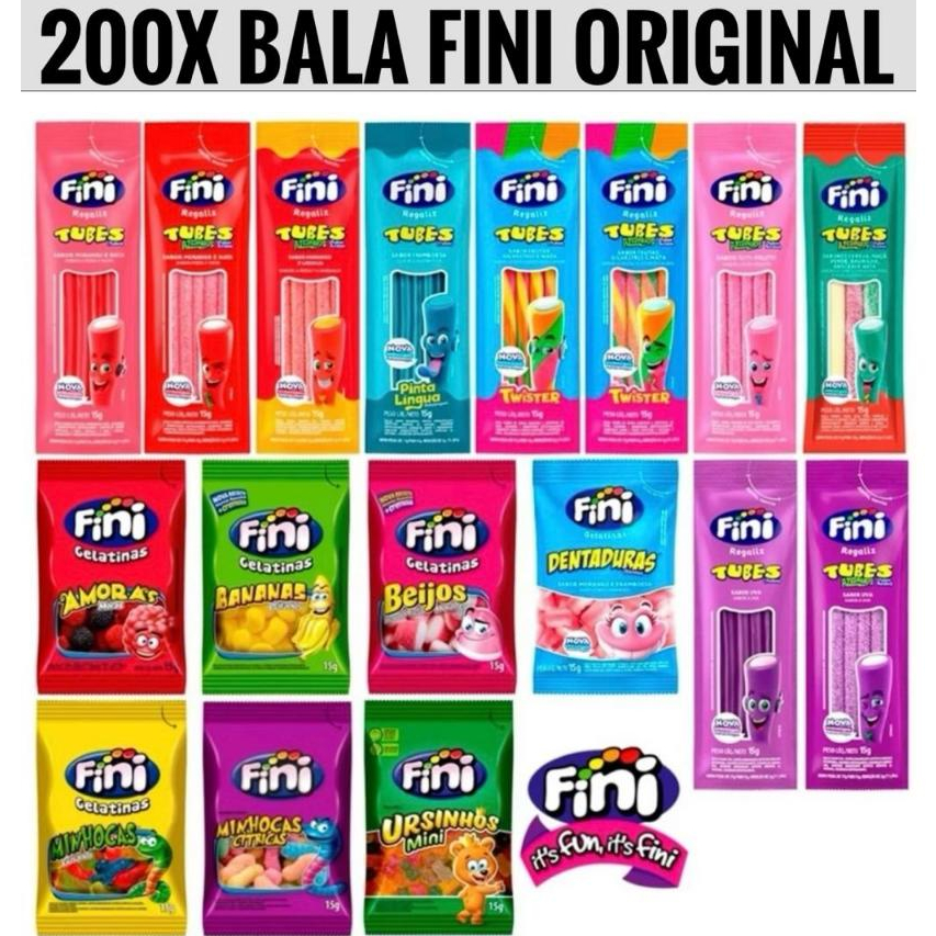 Kit Com 200 Pacotes Bala Fini Sabores Variados Original | Shopee Brasil