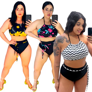 Biquíni Hot Pant Retrô Cintura Alta com Lacinho – Bojo Removível e Forro – Moda Praia Feminina em Oferta na Shopee