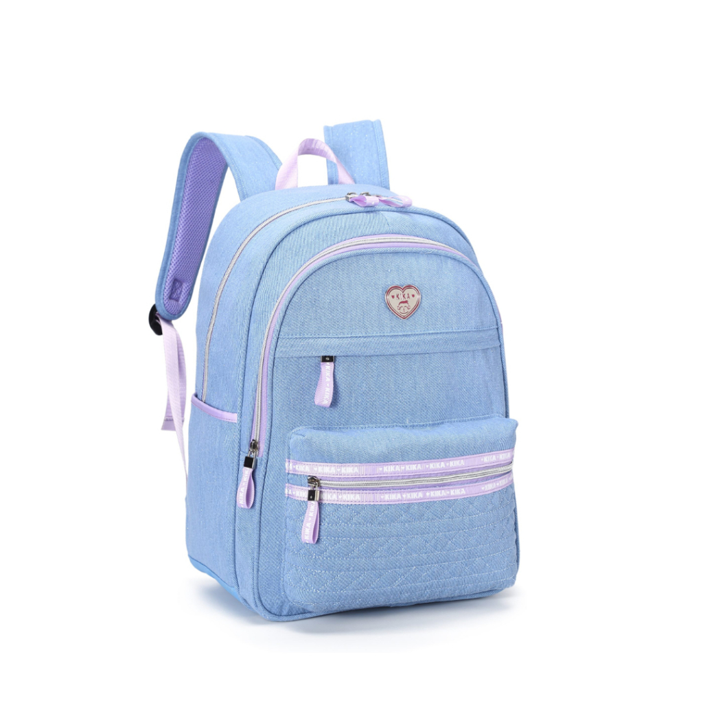 Mochila Kika Mochila Jeans Escolar Mochila Kika Rodinhas Jeans