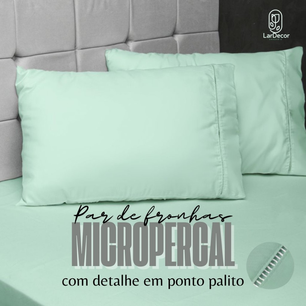 Kit com 2 Fronhas Avulsas Micropercal Cores Lisas Ponto Palito Promoção Imperdível