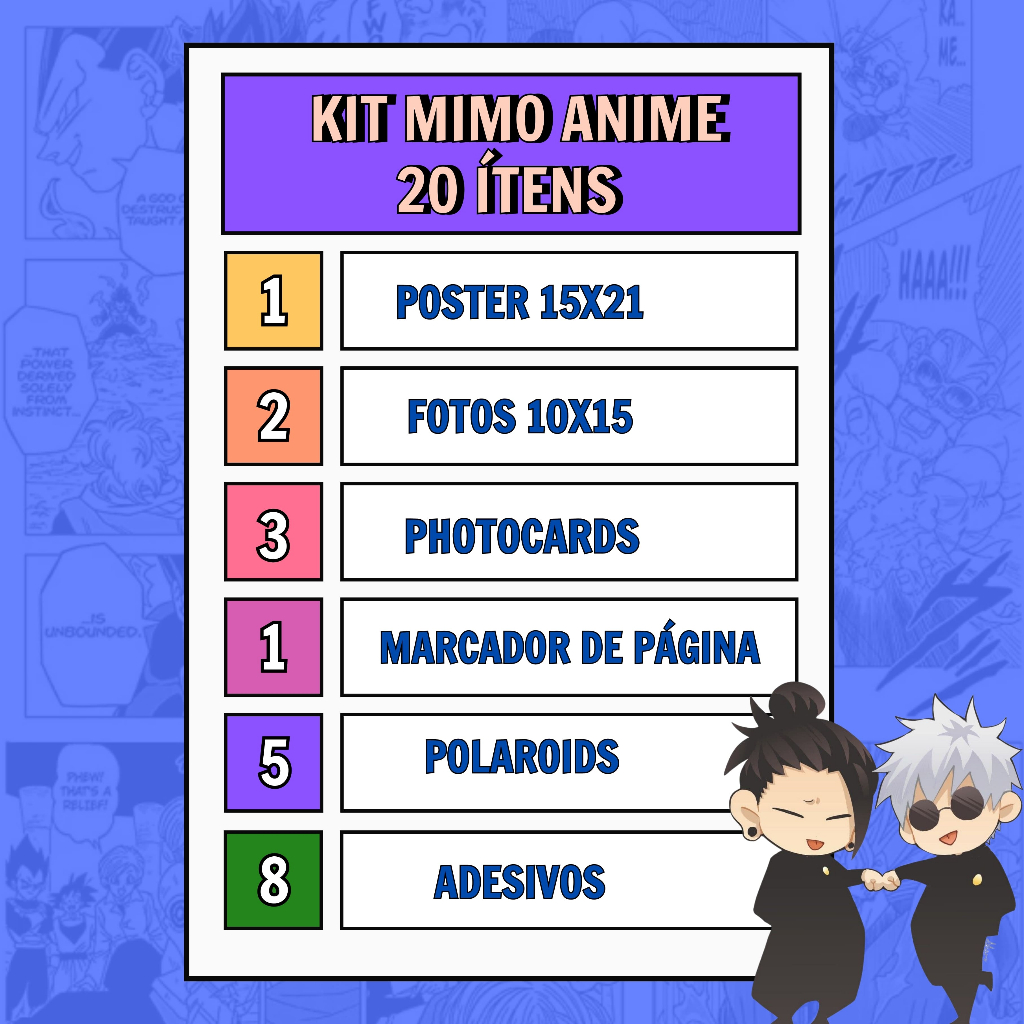 Kit Anime Diversos Papelaria 20 ITENS