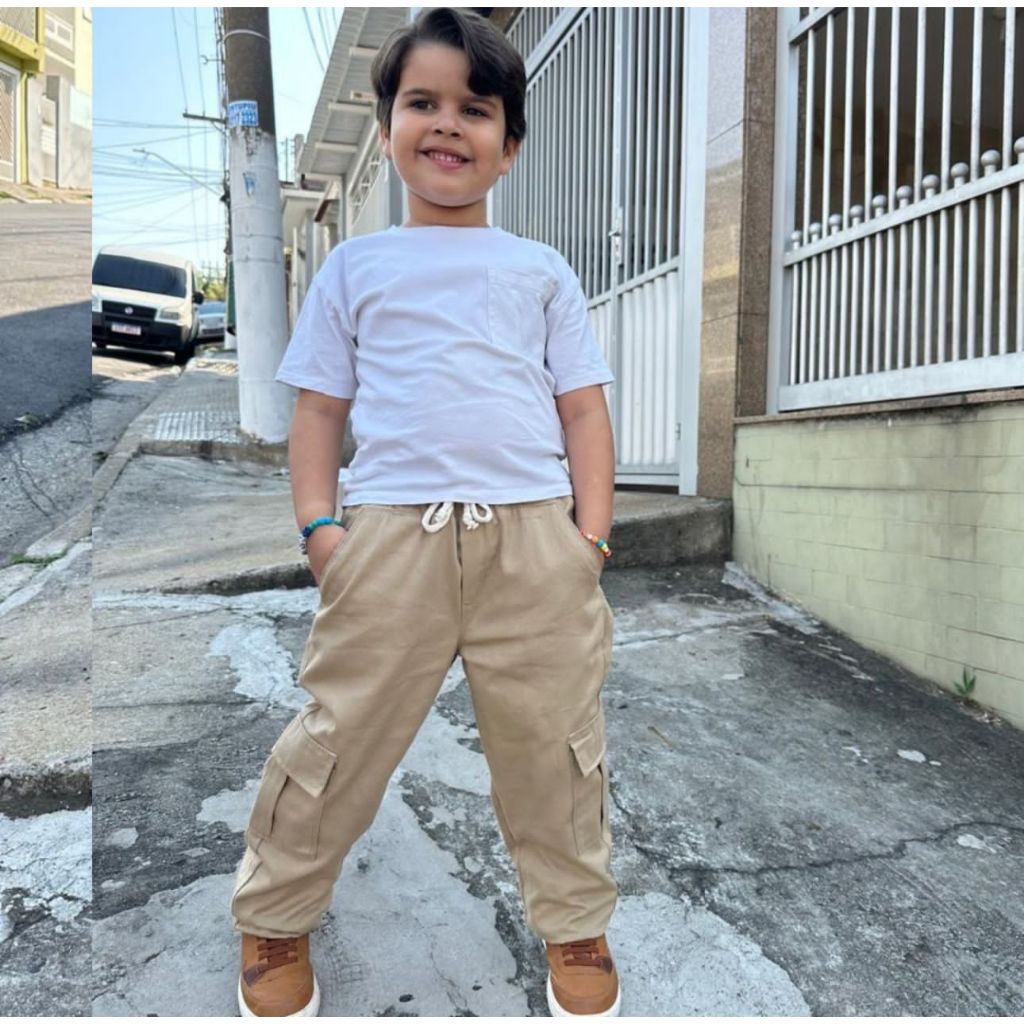Calça Bege CalÃ§a Caqui Infantil Calça Infantil Sarja Jogger Bege