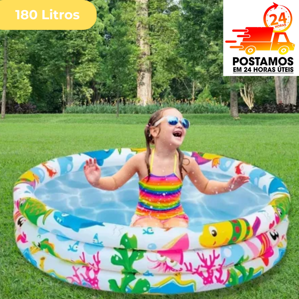 Piscina Inflável Infantil 180 Litros Fundo Do Mar Criança Bebê Para ...