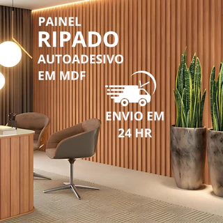 KIT 20 PLACAS DE PAINEL RIPADO AUTOADESIVA EM MDF PARA SALA QUARTO 50x11cm