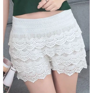 Saia Shorts luxo de Renda acetinadas estilo gringa