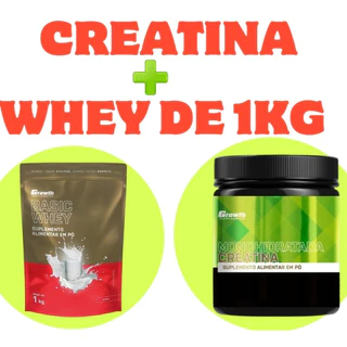 Kit Creatina (100g) + Basic Whey Chocolate (1kg) - Growth Supplements