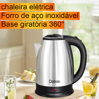 Chaleira Elétrica de Aço Inox, 1.8L ou 2.0L, 110V/220V, Ferve Água Rápido com Tampa e Desligamento Automático.