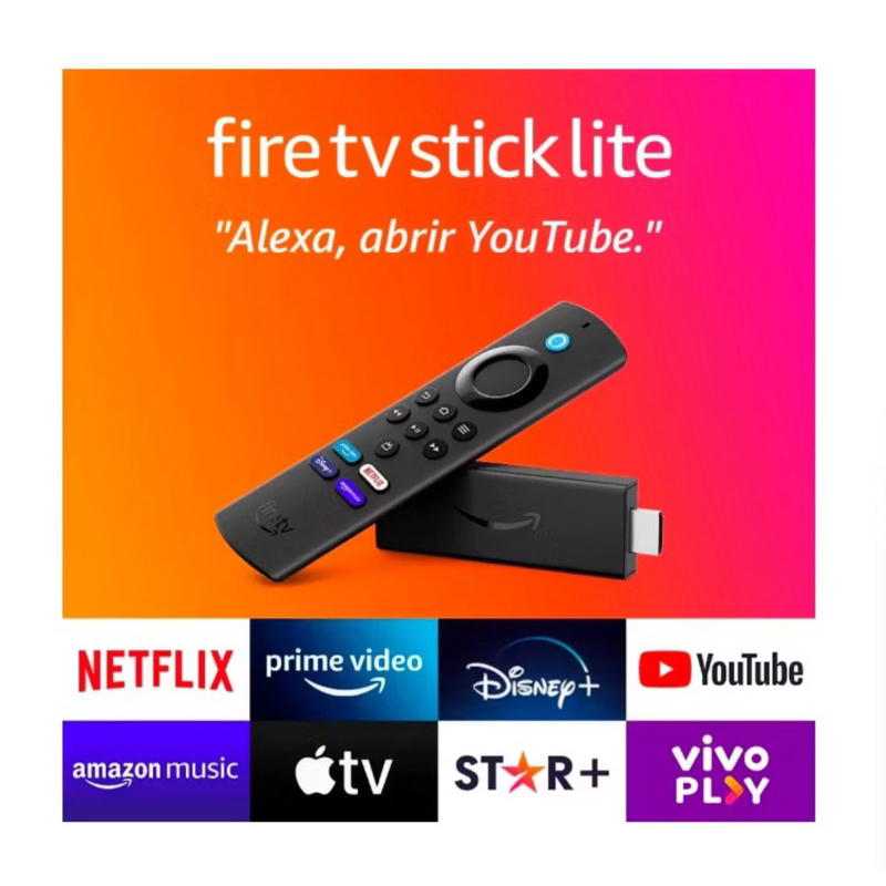 Amazon Fire Tv Stick Lite com Alexa 2ª Geração Full HD 1080p