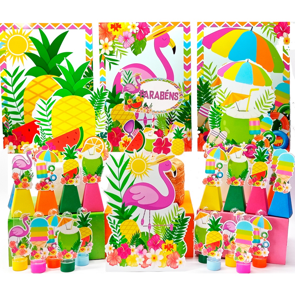 Kit Festa Sumer Pool Party Tropical Adulto 78 itens | Shopee Brasil