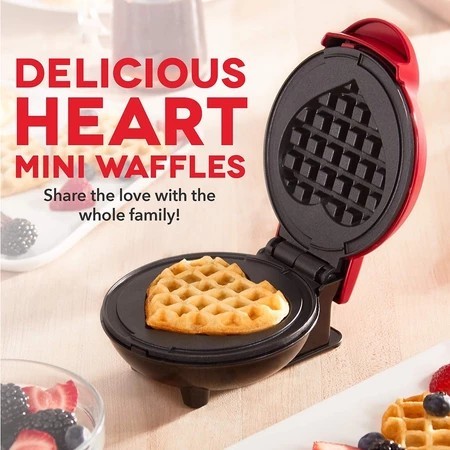 Máquina Waffle Coração Elétrica Antiaderente Grill Multiuso Portátil 110V