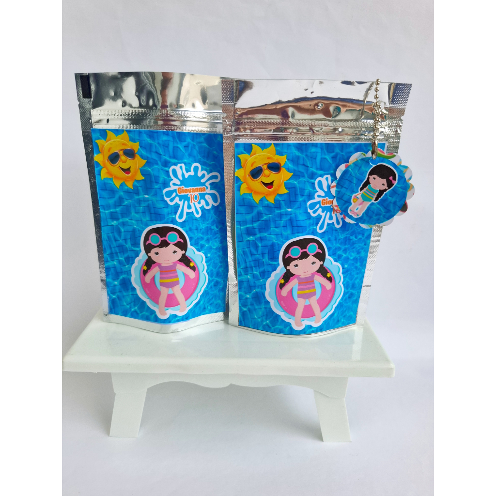 Saco Ziplock Personalizado Pool Party Menina Tamanho M - 12 x19cm ...