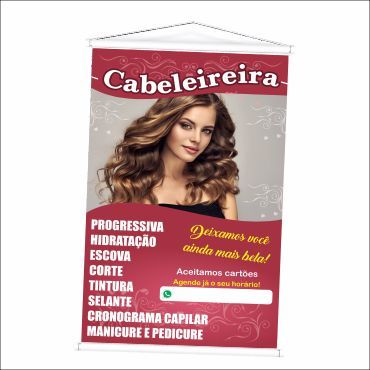 Banner Cabeleireira de produzido em lona. Cartaz Propaganda ...