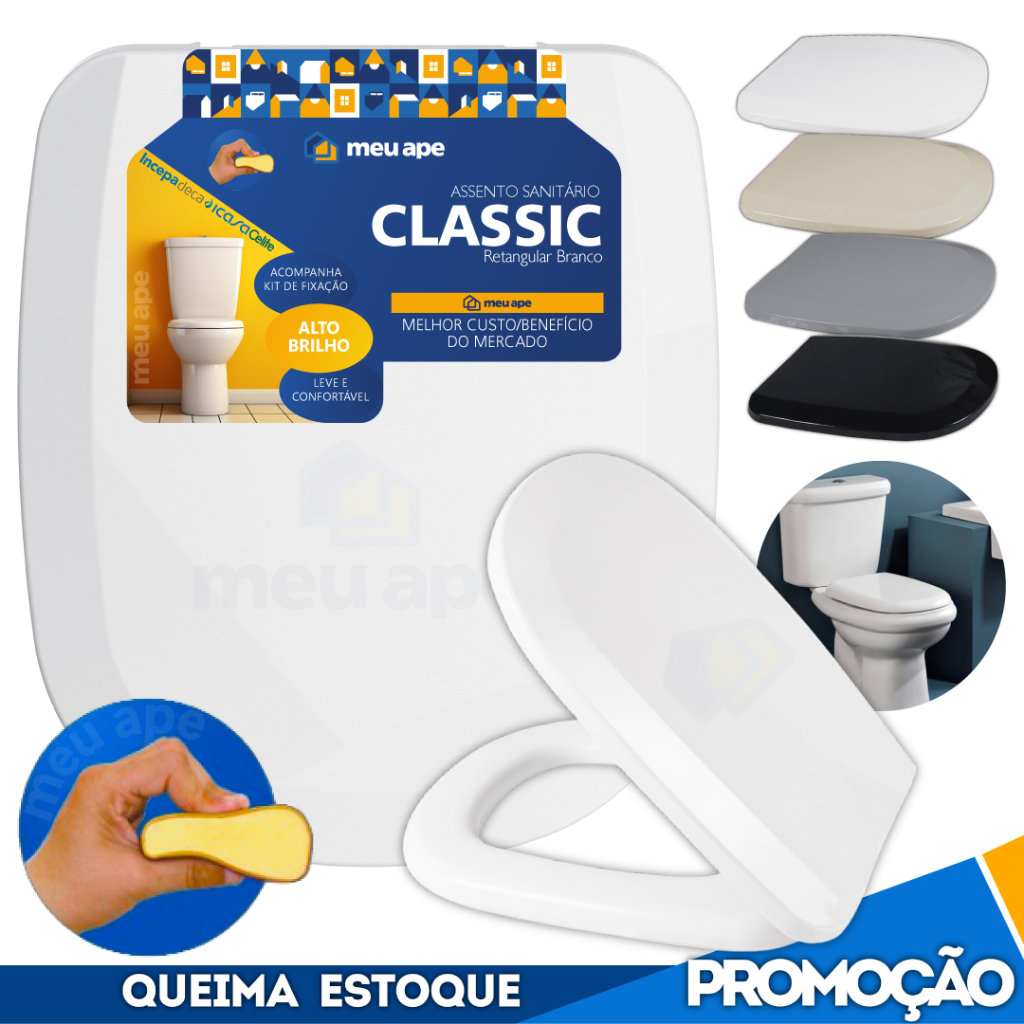 Assento Sanitário Tampa Vaso Almofadado Classic Quadrado Retangular Icasa Deca Fiori Celite Hervy