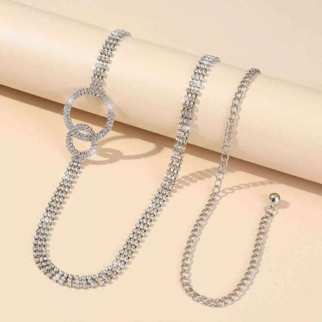 Ammiko Set di cintura in vita con gemme rosse, cintura a catena in