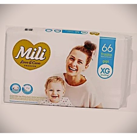 Fralda Love e Care Premium Mili - Giga XG 66un(Com Indicador de Umidade ...