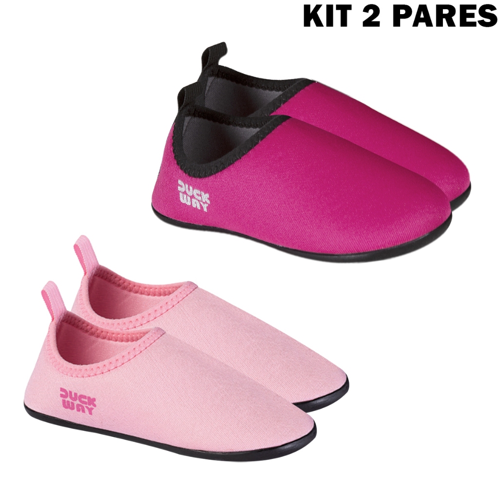 Kit 02 Pares Sapatilha Duck Way Infantil Antiderrapante Neoprene