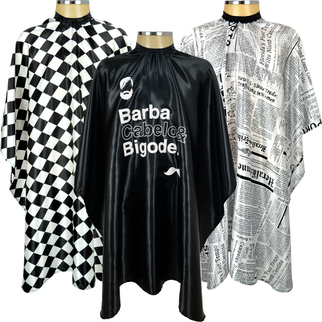 Capa De Corte De Cabelo Estampada p/ Barbearia, Cabeleireiro Kit Com 3 ...