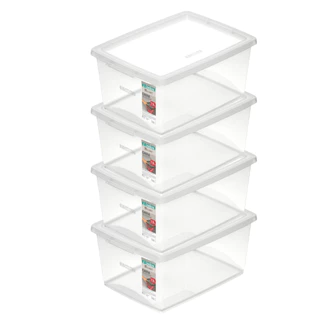Kit 4 Caixa Organizadora 7,5l Ordene Disign Moderno Cristal Empilhavel Com Tampa em Oferta na Shopee