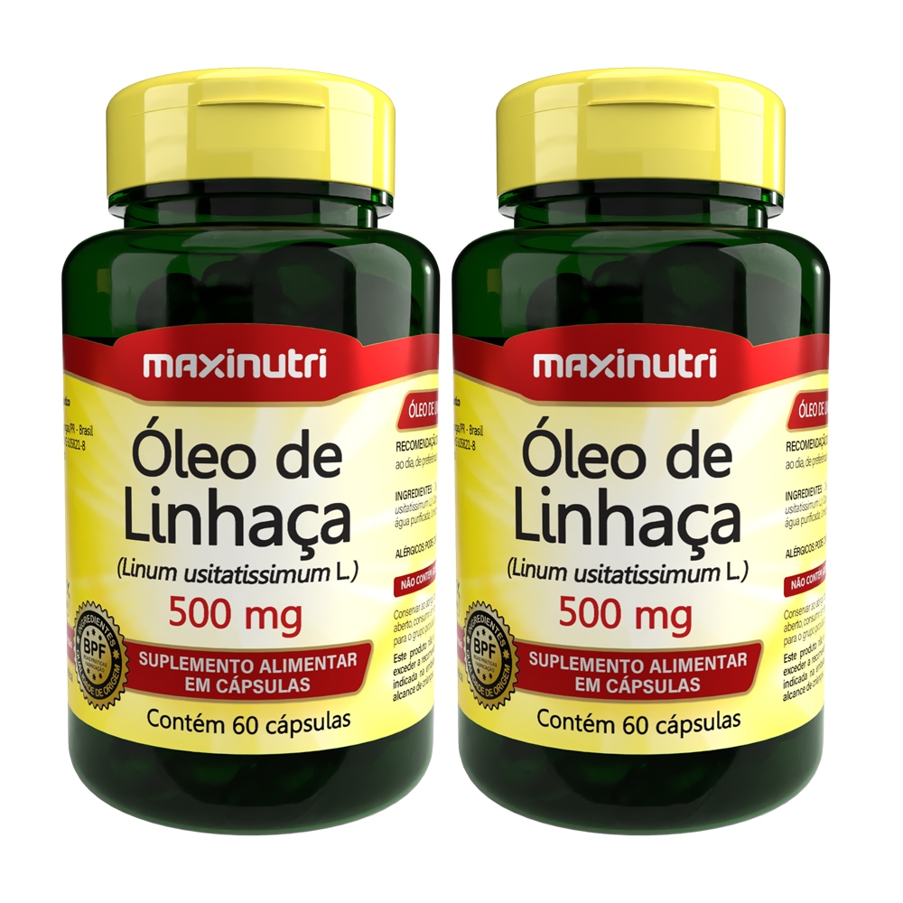 Kit 02 Óleo de Linhaça 60 Capsulas 500mg Maxinutri | Shopee Brasil