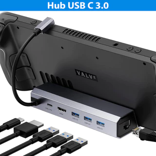 Hub 6 em 1 Para Steam Deck Legion Go Rog Ally Dock Station Suporte Base Rj45 Hdmi 4k 60hz 3x USB 3.0