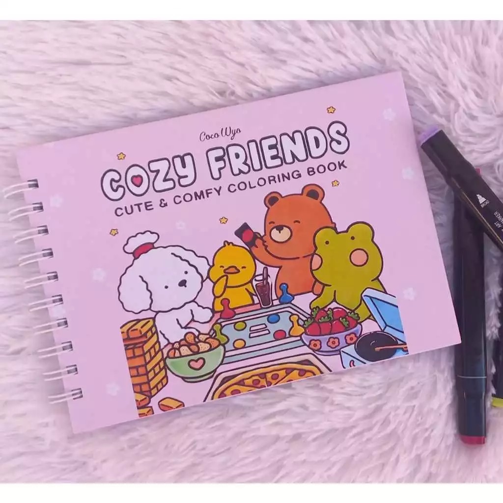 Livro para colorir Cozy Friends - Capa Holográfica