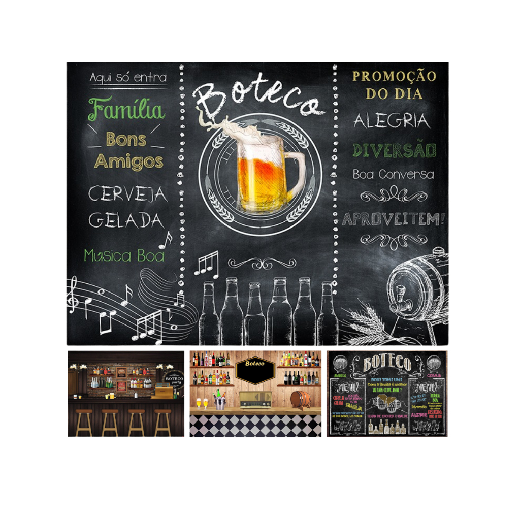 Painel Retangular Horizontal Tecido Sublimado 3D Boteco | Shopee Brasil