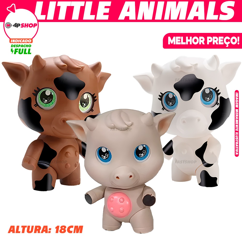 Boneca Vaquinha de Vinil Little Animals Farm Bee Toys Brinquedo ...