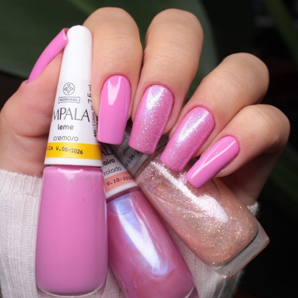 Kit 3 Esmaltes Impala Tons De Rosa Glitter Perolado Mais Vendidos A Cor ...