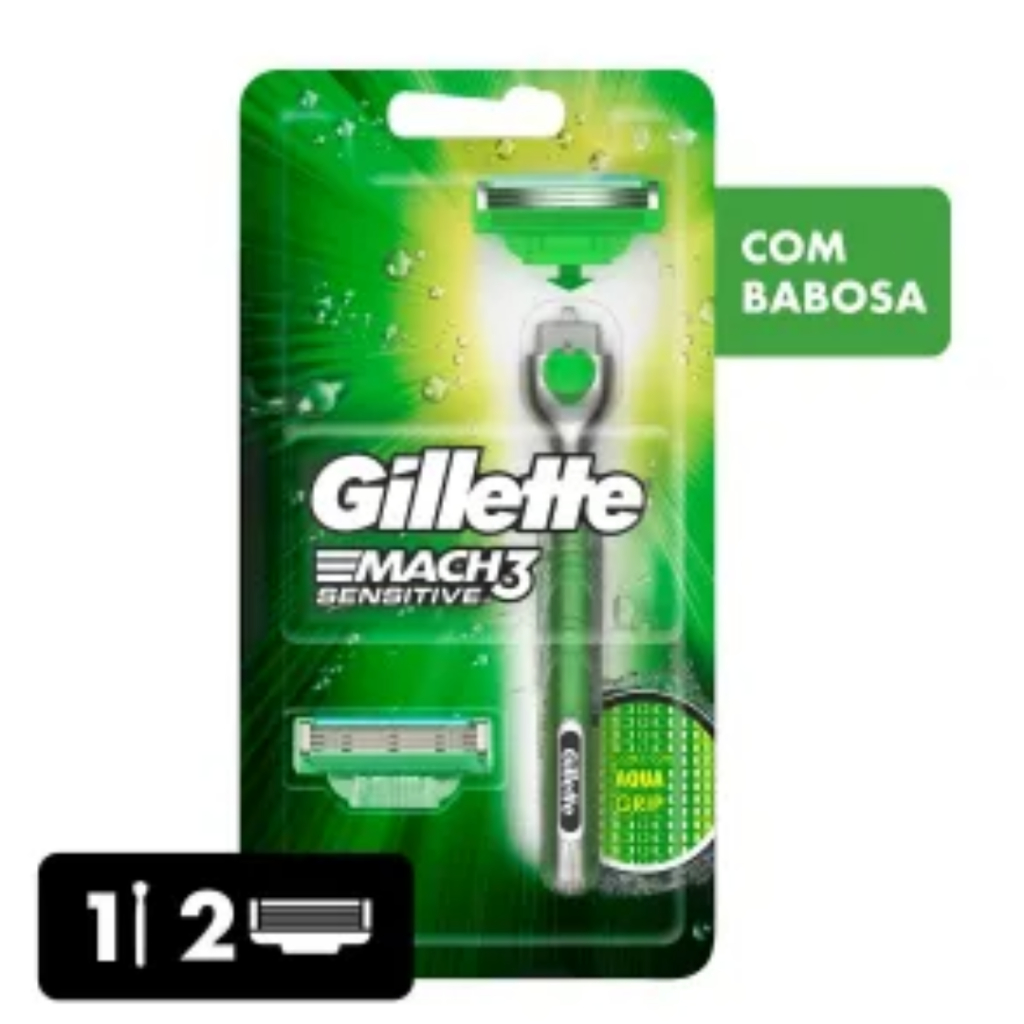 Aparelho de Barbear Gillette Mach3 Sensitive com 1 Unidade + 1 Carga