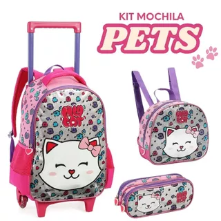 Kit Mochila Infantil 2 Em 1 Rodinhas Pet Love Prática Resistente Estampa em 3D em Oferta na Shopee