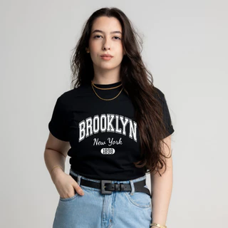T-Shirt Feminina Brooklyn 100% Algodão Blusa Estampada Envio Imediato
