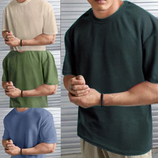 Kit 4 Camiseta Oversized Masculino Tecido Texturizado (enviamos as cores disponiveis)
