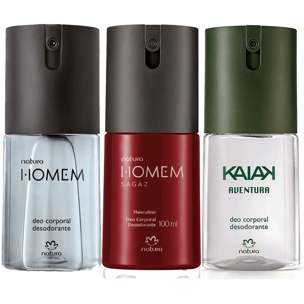 Perfume Deo Corporal Spray Masculino Natura Homem Tradicional + Homem ...