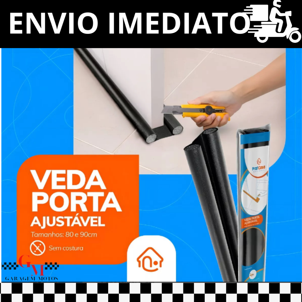 KIT 04 Protetor Rolinho Veda Porta Impermeável 80 cm sem Costura Preto 100% pvc Envio Imediato