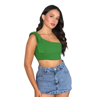 Cropped Com Detalhe De Laço No Ombro