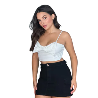Cropped Laço Com Strass
