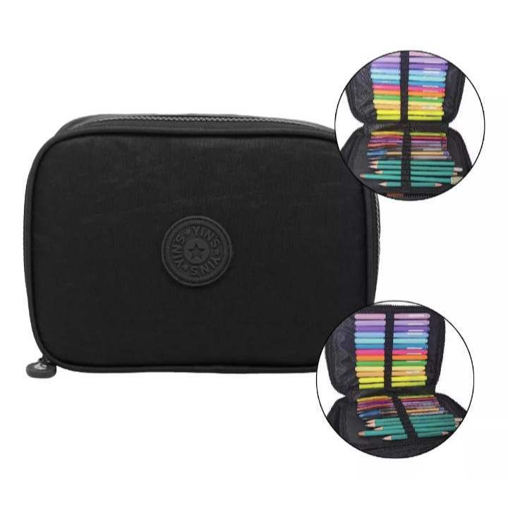 Estojo Escolar Box 100 Pens 26 Elásticos Crinkle Yins Cor Preto Liso