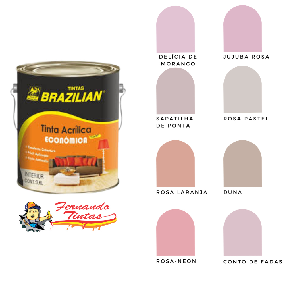 TINTA ACRILICA ROSA ECONOMICA BRAZILIAN TURBO 3,6L | Shopee Brasil