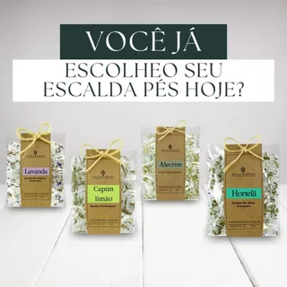 Escalda Pés Natural com Ervas Frescas - LAVANDA - ALECRIM - HORTELÃ - CAPIM LIMÃO 60g cada - Kit 10/15/20/30/40