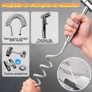 Kit Ducha Higiênica Com Registro em Aço Escovado 304 Válvula Dupla Saída 1/2