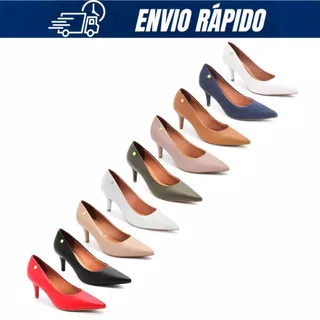 Scarpin Vizzano Feminino Salto Medio Fino Macio Original Sapato Bico Fino Trabalho Social