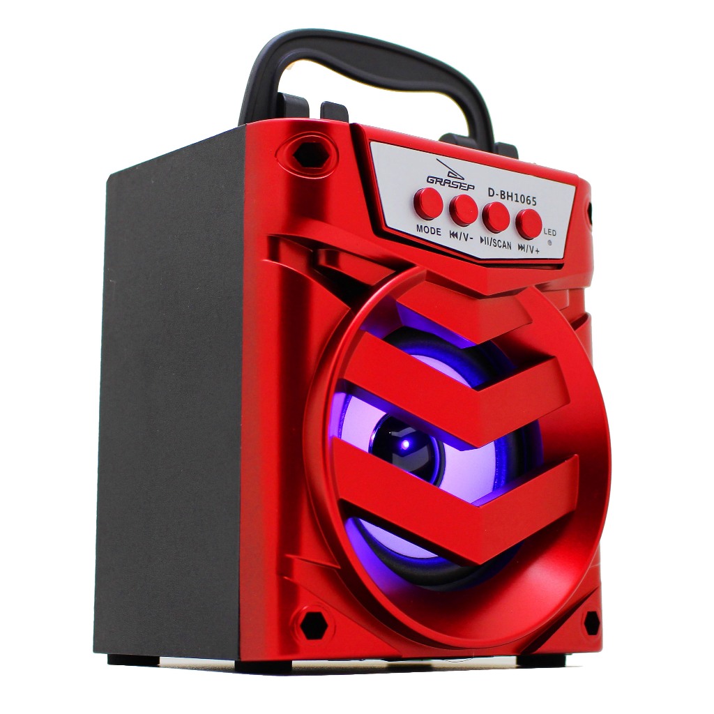 Caixa de Som Portátil Bluetooth USB Auxiliar P2 Cartão SD USB Micro com Alça Apoio de Celular