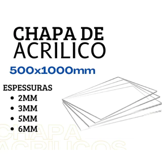 Chapa de Acrílico Cristal 500x1000mm - 2mm - 6mm