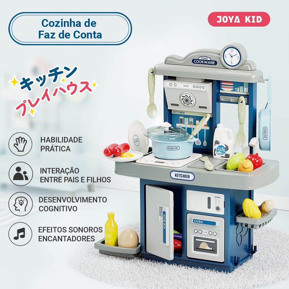 Kit Cozinha De Brinquedo Infantil Completa Solta Água E Som 28 peças JOYA KID Marca japonesa