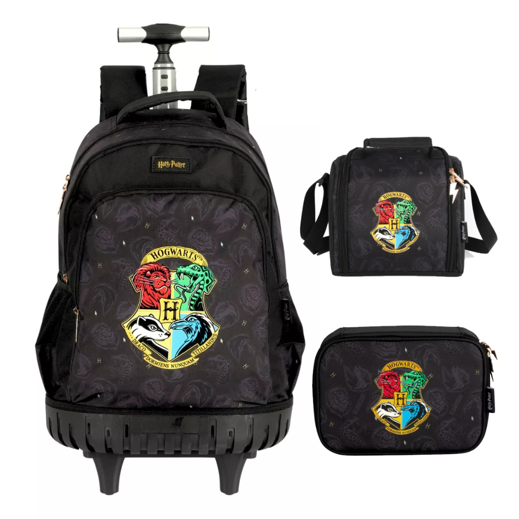 Kit Escolar Mochila de Rodas + Lancheira + Estojo Harry Potter - Luxcel ...