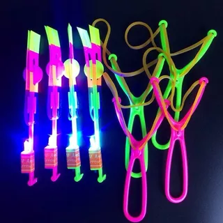 Kit 12 Avatar Voador De Led Com Estilingue Foguete Helicóptero Brinquedo de Criança