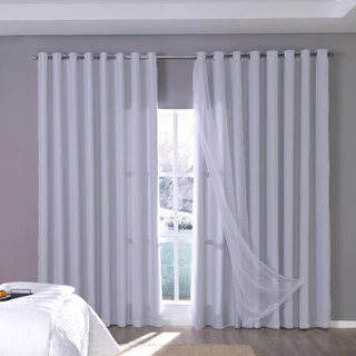 Cortina Blackout Com Voil Com Forro 4.00m X 2.70 metros Sala Quarto Casa Cortinado Decorativo Blecaute Adulto e Infantil