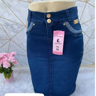 Saia JEANS secretária mídi